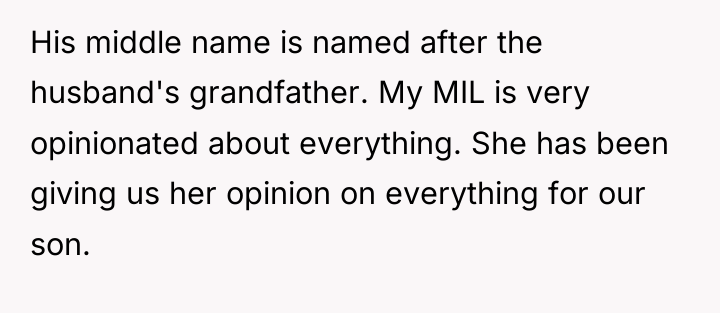 His middle name is named after the husband's grandfather. My...