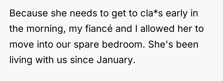 Because she needs to get to cla*s early in the...
