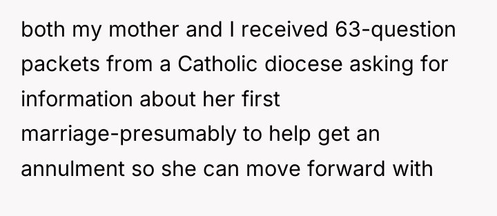 both my mother and I received 63-question packets from a...