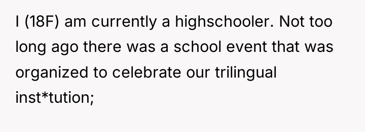 I (18F) am currently a highschooler. Not too long ago...