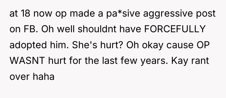 at 18 now op made a pa*sive aggressive post on...
