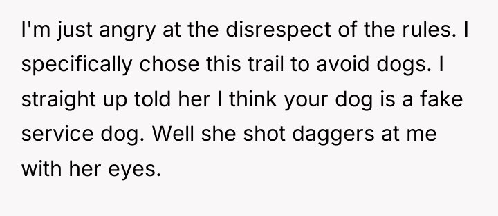 I'm just angry at the disrespect of the rules. I...