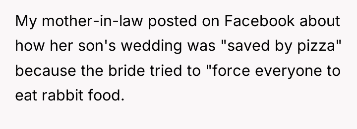 My mother-in-law posted on Facebook about how her son's wedding...