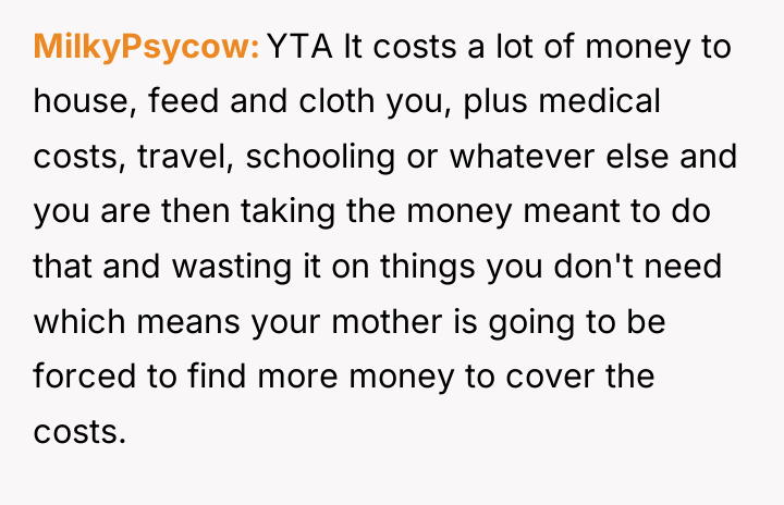 MilkyPsycow YTA It costs a lot of money to house,...