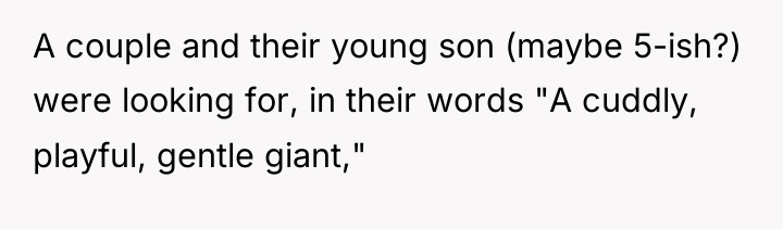 A couple and their young son (maybe 5-ish?) were looking...