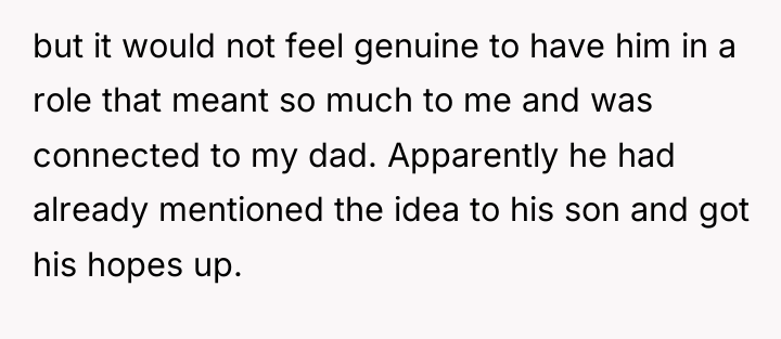 but it would not feel genuine to have him in...