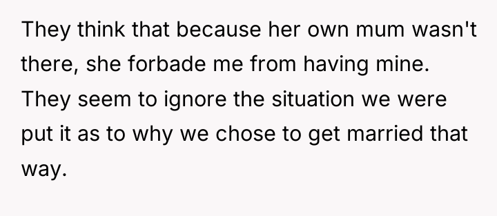 They think that because her own mum wasn't there, she...