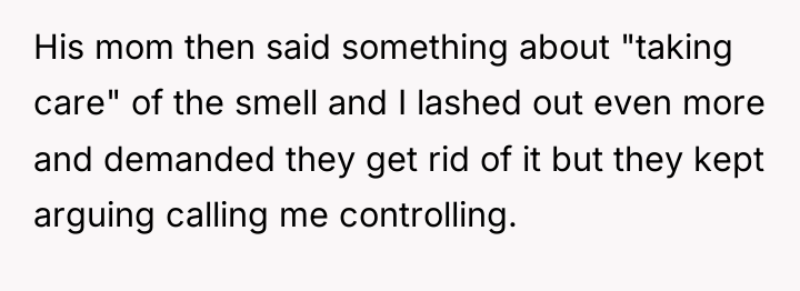 His mom then said something about "taking care" of the...