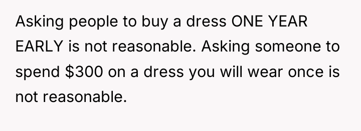Asking people to buy a dress ONE YEAR EARLY is...