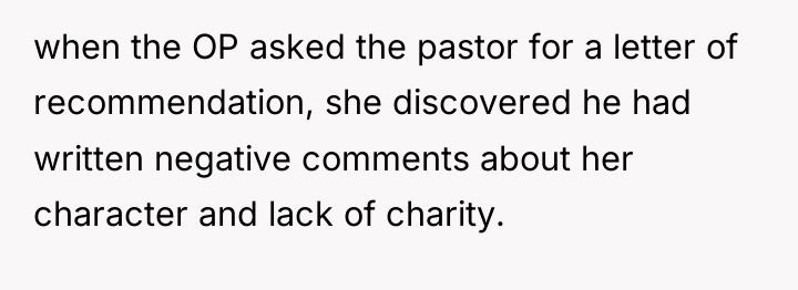 when the OP asked the pastor for a letter of...