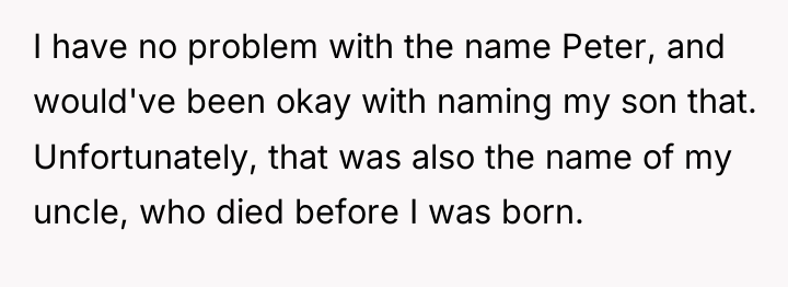 I have no problem with the name Peter, and would've...