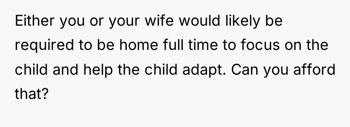 Either you or your wife would likely be required to...