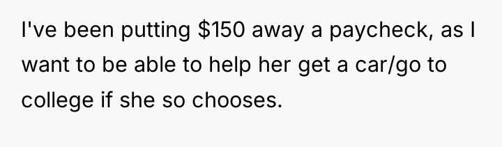 I've been putting $150 away a paycheck, as I want...