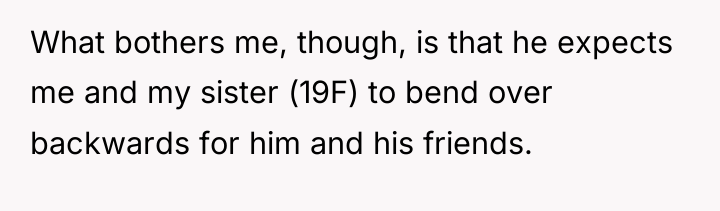 What bothers me, though, is that he expects me and...