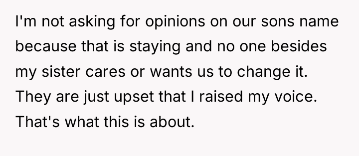 I'm not asking for opinions on our sons name because...