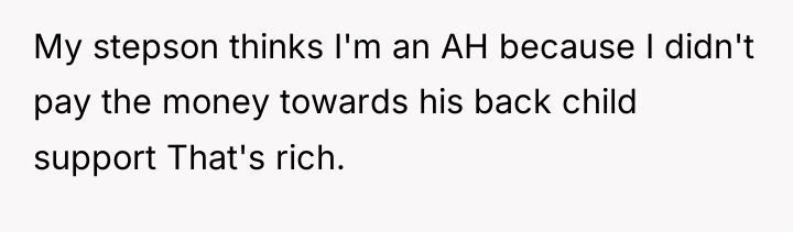 My stepson thinks I'm an AH because I didn't pay...