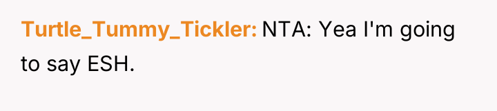 Turtle_Tummy_Tickler NTA: Yea I'm going to say ESH.
