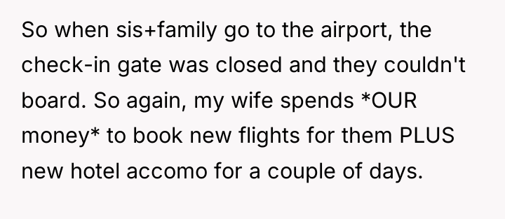 So when sis+family go to the airport, the check-in gate...