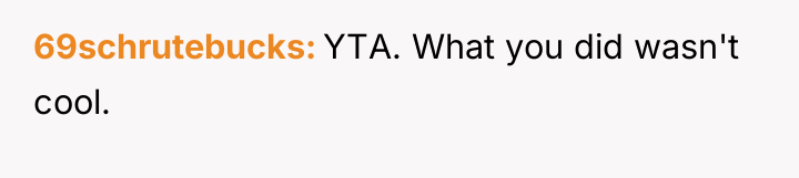 69schrutebucks YTA. What you did wasn't cool.