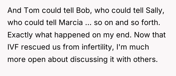And Tom could tell Bob, who could tell Sally, who...