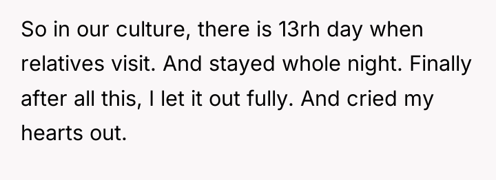 So in our culture, there is 13rh day when relatives...