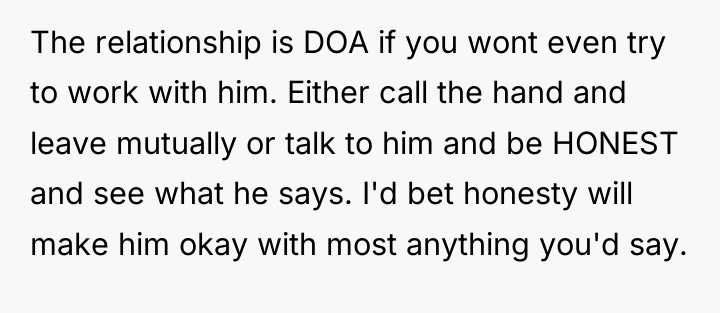 The relationship is DOA if you wont even try to...