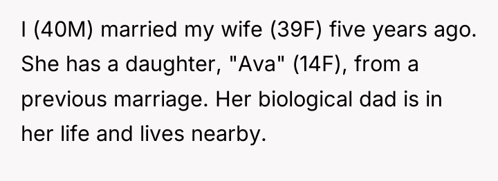 I (40M) married my wife (39F) five years ago. She...