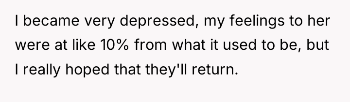 I became very depressed, my feelings to her were at...