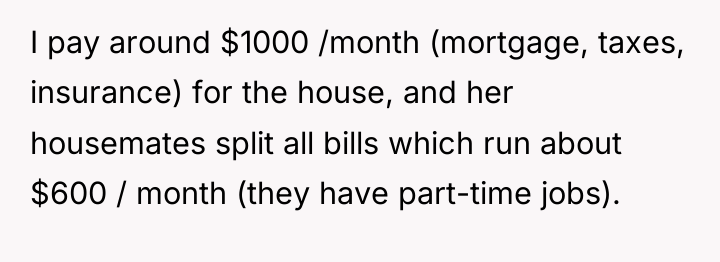 I pay around $1000 /month (mortgage, taxes, insurance) for the...