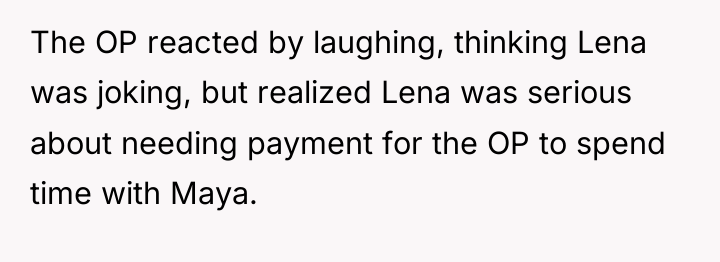 The OP reacted by laughing, thinking Lena was joking, but...