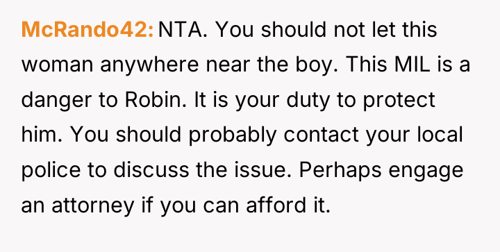 McRando42 NTA. You should not let this woman anywhere near...
