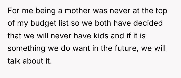 For me being a mother was never at the top...