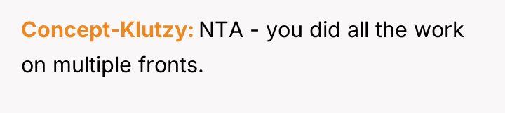 Concept-Klutzy NTA - you did all the work on multiple...