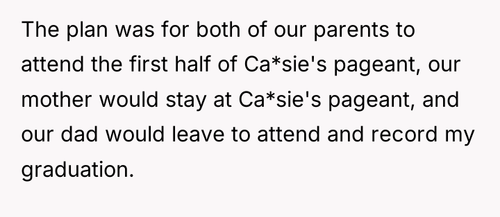The plan was for both of our parents to attend...