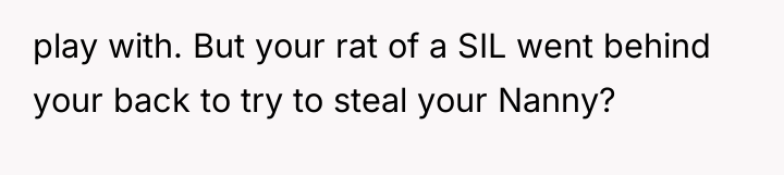 play with. But your rat of a SIL went behind...