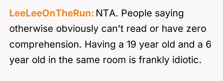 LeeLeeOnTheRun NTA. People saying otherwise obviously can't read or have...