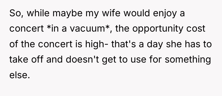 So, while maybe my wife would enjoy a concert *in...
