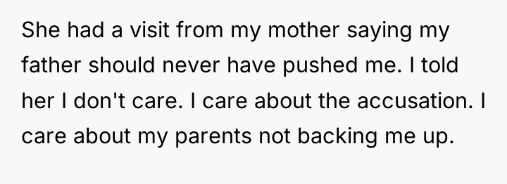 She had a visit from my mother saying my father...