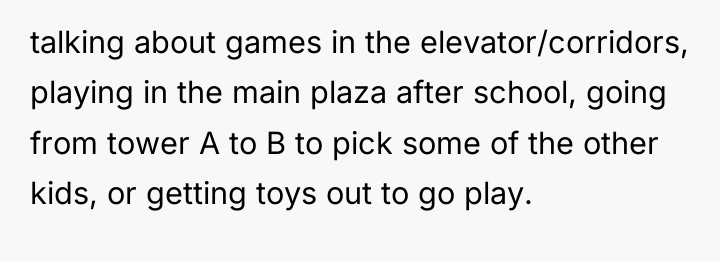 talking about games in the elevator/corridors, playing in the main...