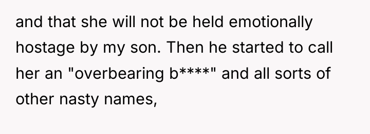 and that she will not be held emotionally hostage by...