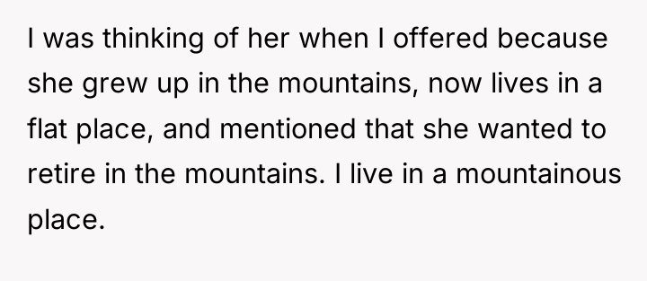 I was thinking of her when I offered because she...