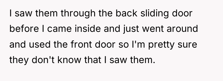 I saw them through the back sliding door before I...