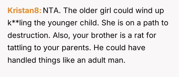 Kristan8 NTA. The older girl could wind up k**ling the...