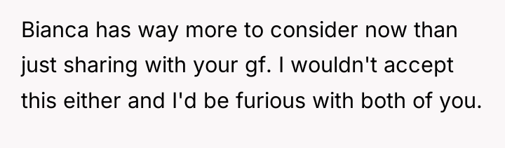 Bianca has way more to consider now than just sharing...