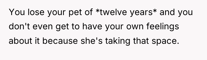 You lose your pet of *twelve years* and you don't...