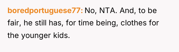 boredportuguese77 No, NTA. And, to be fair, he still has,...