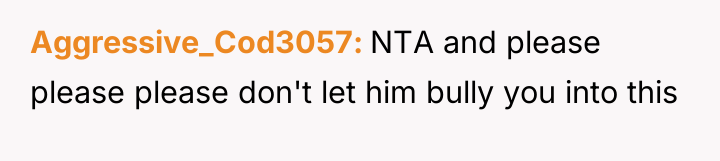 Aggressive_Cod3057 NTA and please please please don't let him bully...