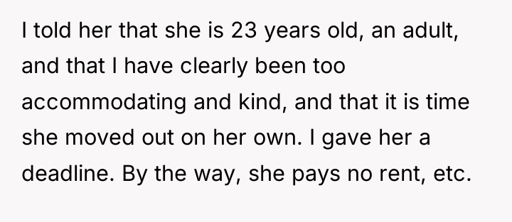 I told her that she is 23 years old, an...