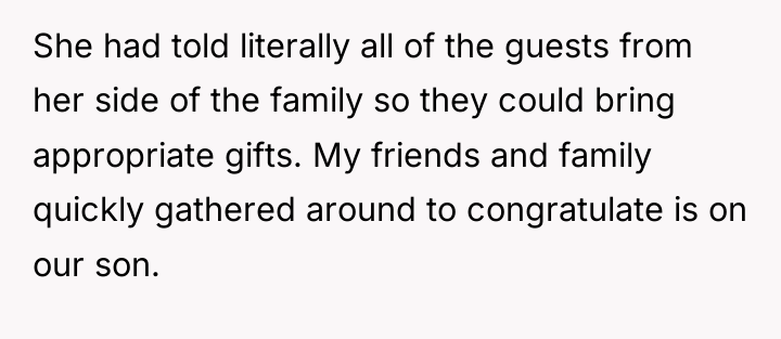 She had told literally all of the guests from her...