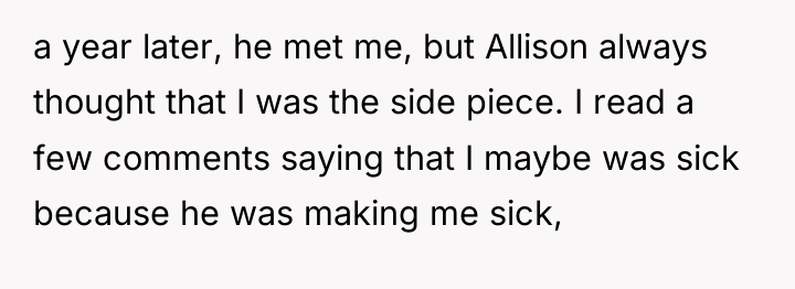 a year later, he met me, but Allison always thought...